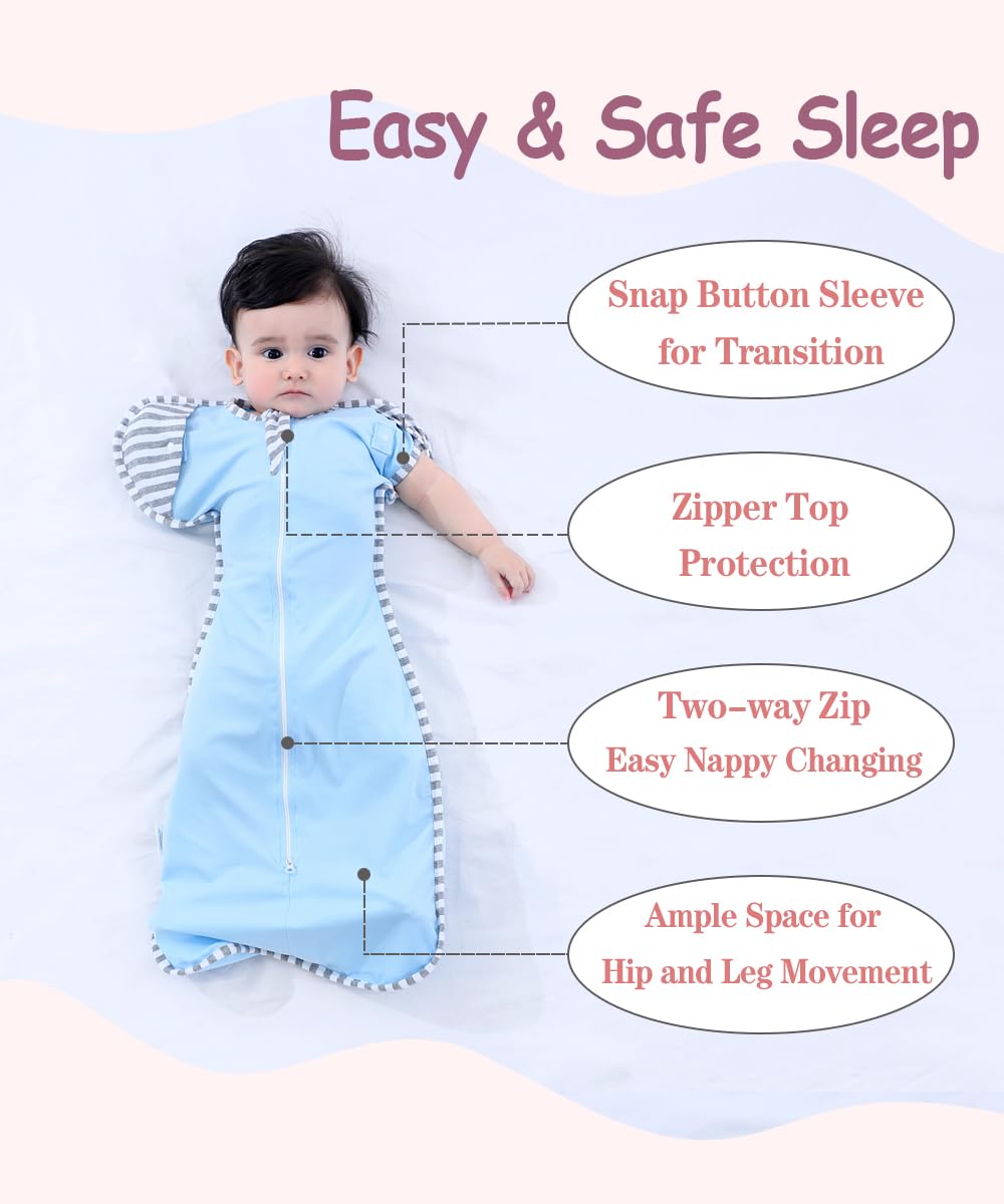 Bycc Bynn 2 Pack Sleeping Blanket Sack with High Sleeve,Transitions to Arms-Free Wearable Sleeping Bag for Baby pacify