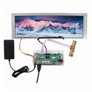 VSDISPLAY 14.9" 1280x390 LCD Screen LTA149B780F with HD-MI DVI VGA Audio Controller Board M.NT68676 with Acrylic Case,and Power Adapter,for DIY 1up Cabinet/Car Gauge Cluster Digital Marquee Monitor