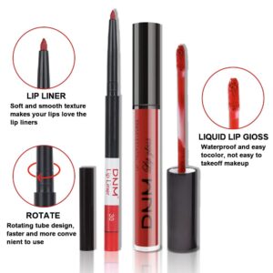 2pcs Matte Ruby Red Lip Liner and Lipstick Makeup Set, Berry Colored Lipstick 24H and Lip Liner Set Matt Ink Liquid Lips Make Up Waterproof Long Lasting High Impact Color Lip Gloss Set (#30)