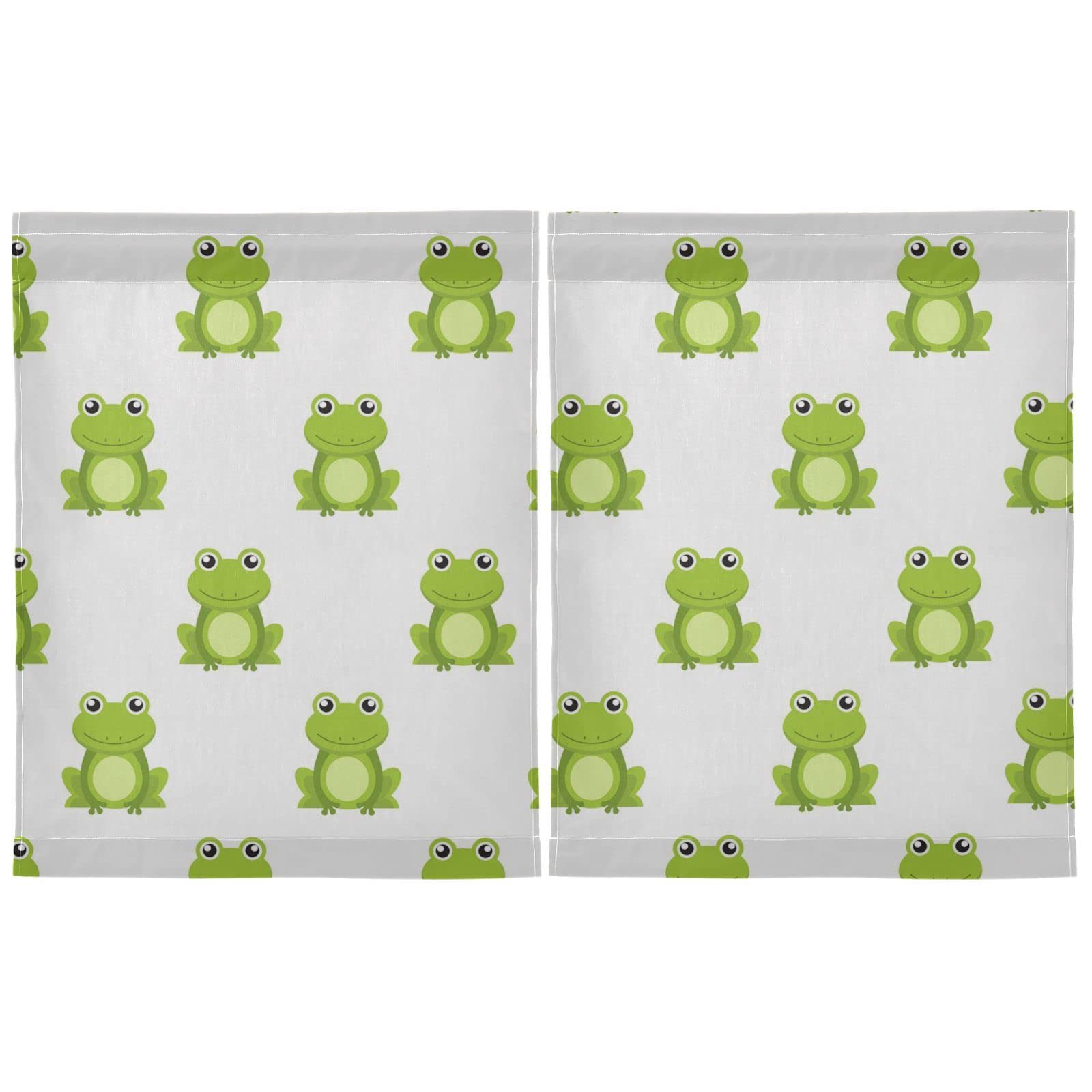 DOMIKING Cute Frog Kitchen Curtains 36 inch Length Rod Pocket Window Treatment Tier Pair for Bedroom Kids Child Baby Nursery Room, 2 Panels (27 W x 36 L)