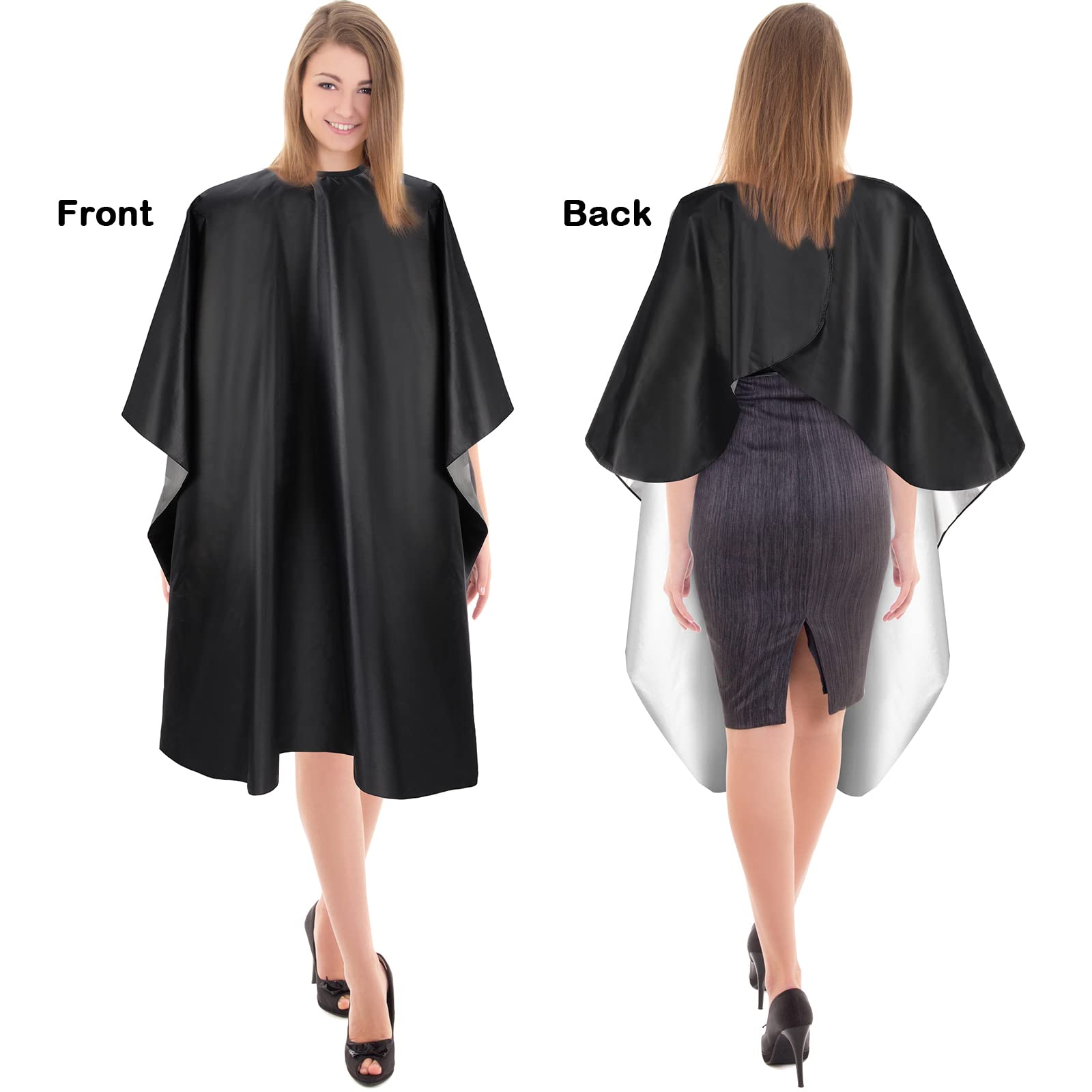 12 Pieces Barber Cape Large Hair Cutting Salon Cape Waterproof Shampoo Capes with Snaps Closure Anti Static Barber Client Cape Haircut Apron for Women Men Hairstylists Salon, Black