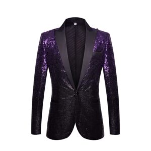 men shiny sequins suit jacket blazer one button luxury party tuxedo weddings dinner prom shiny banquet sport coat (multicolor,x-large)