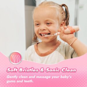 Papablic Toddler Sonic Electric Toothbrush with Covers for Babies and Toddlers Ages 1-3 Years, Doris Bundle with Arya