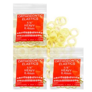 latex amber 3 packs 300 counts 1/4inch heavy 6.4mm intraoral elastic bands unimedic orthodontic elastics dental rubber bands made in us(heavy, 1/4inch, 6.4mm)