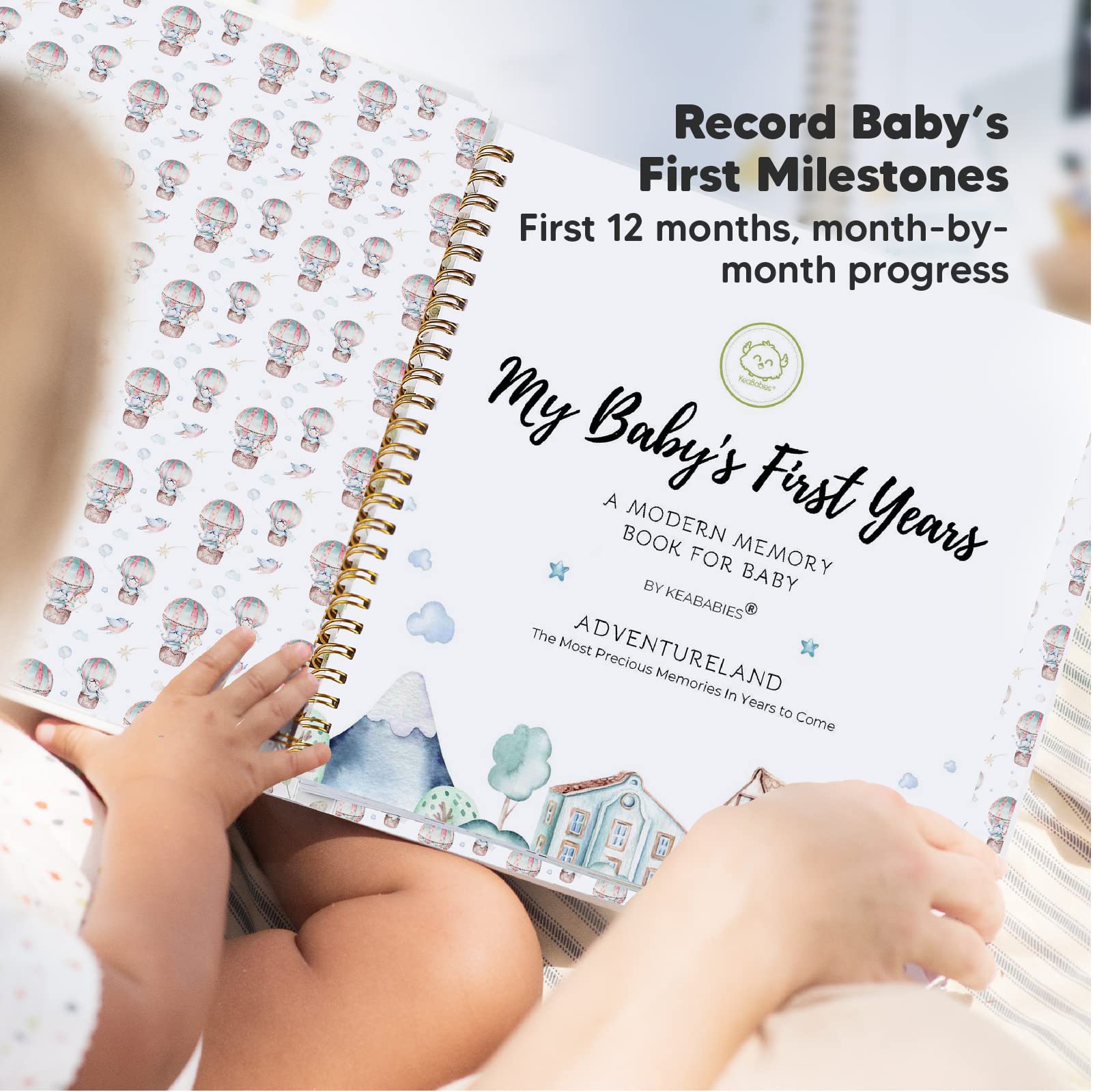 KeaBabies Baby Hand and Footprint Kit & First 5 Years Baby Memory Book Journal - Personalized Baby Foot Printing Kit for Newborn - 90 Pages Hardcover First Year Keepsake Milestone Baby Book