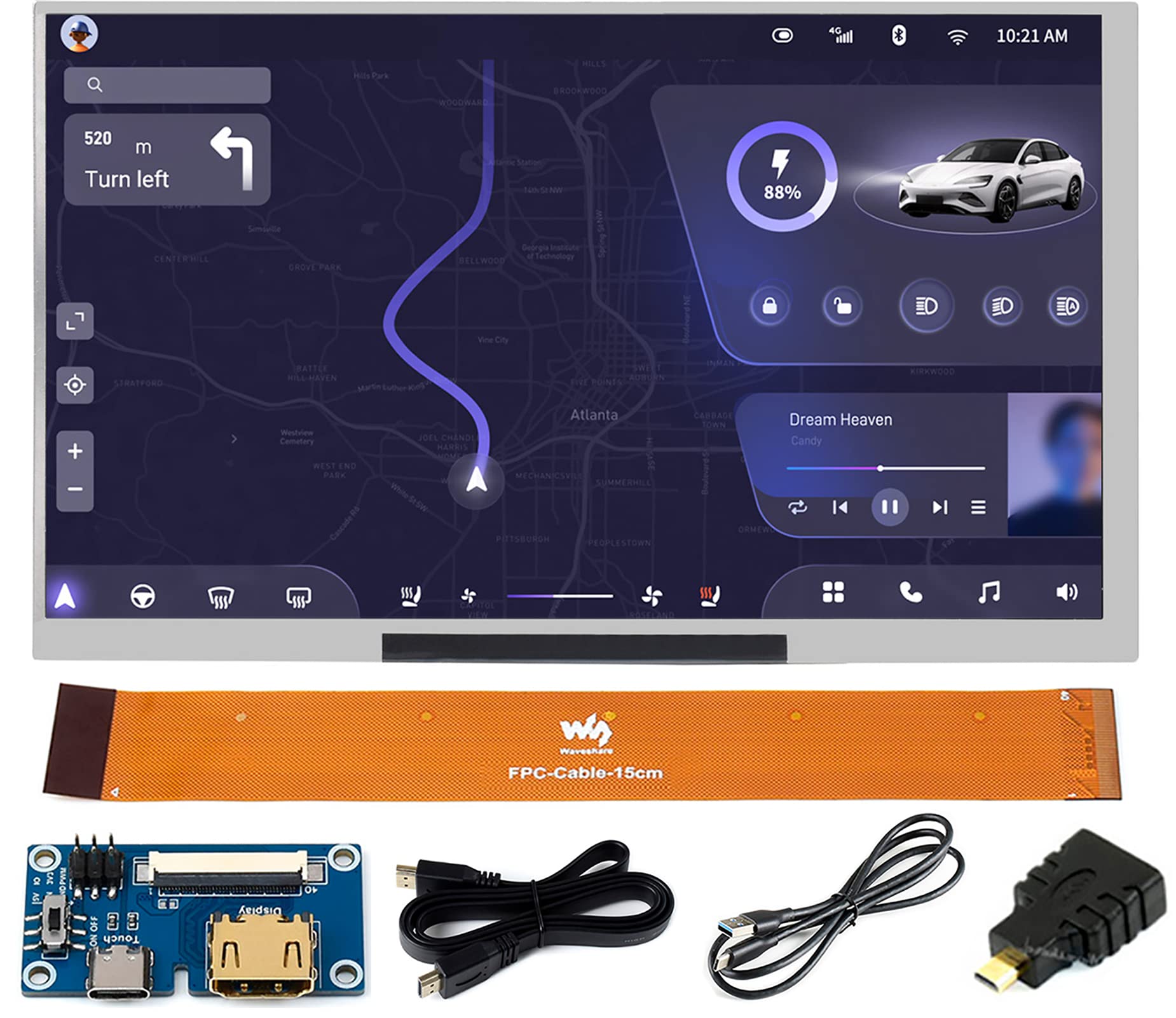 waveshare 7inch QLED Quantum Dot Display 1024x600 Pixel, Integrated Thin and Light LCD with Adapter Board, for Raspberry Pi/Jetson Nano/Windows/PC, Support Windows/Linux/Android (No Touch)