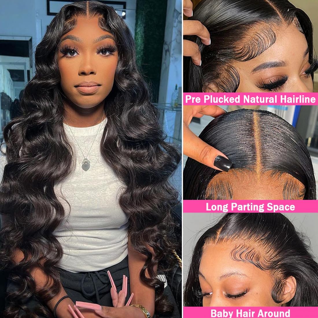 EpyIsm Body Wave Lace Front Wigs Human Hair 180% Density 13x4 HD Lace Frontal Wigs for Women Human Hair Lace Front Wigs 9A Glueless Wigs Human Hair Pre Plucked with Baby Hair Natural Color 24 Inch