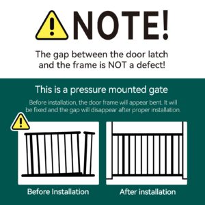 Babelio Metal Baby Gate with Wood Pattern, 26-43" Easy Install Pressure Mounted Dog Gate, No Drilling, No Tools Required, Ideal for Stairs and Doorways, with Wall Protectors and Extenders