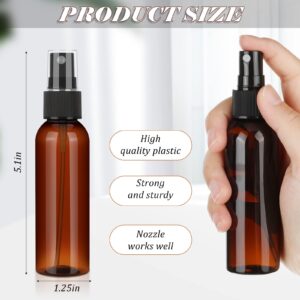 Nuogo 100 Pack Plastic Spray Bottles 2 Oz Reusable Mini Perfume Refillable Bottle Travel Size Mist Bottle Sprayer Empty Spritz Bottle for Household Use, Essential Oil, Cleaning (Amber)