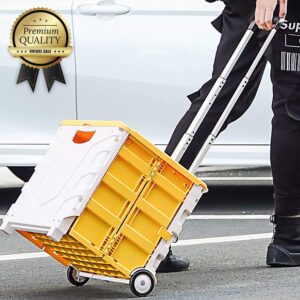 Foldable Utility Cart,Portable Folding Cart Tools Carrier with Telescopic Handle Heavy Duty Shopping Cart with 360degree Rolling Swivel Wheels for Travel