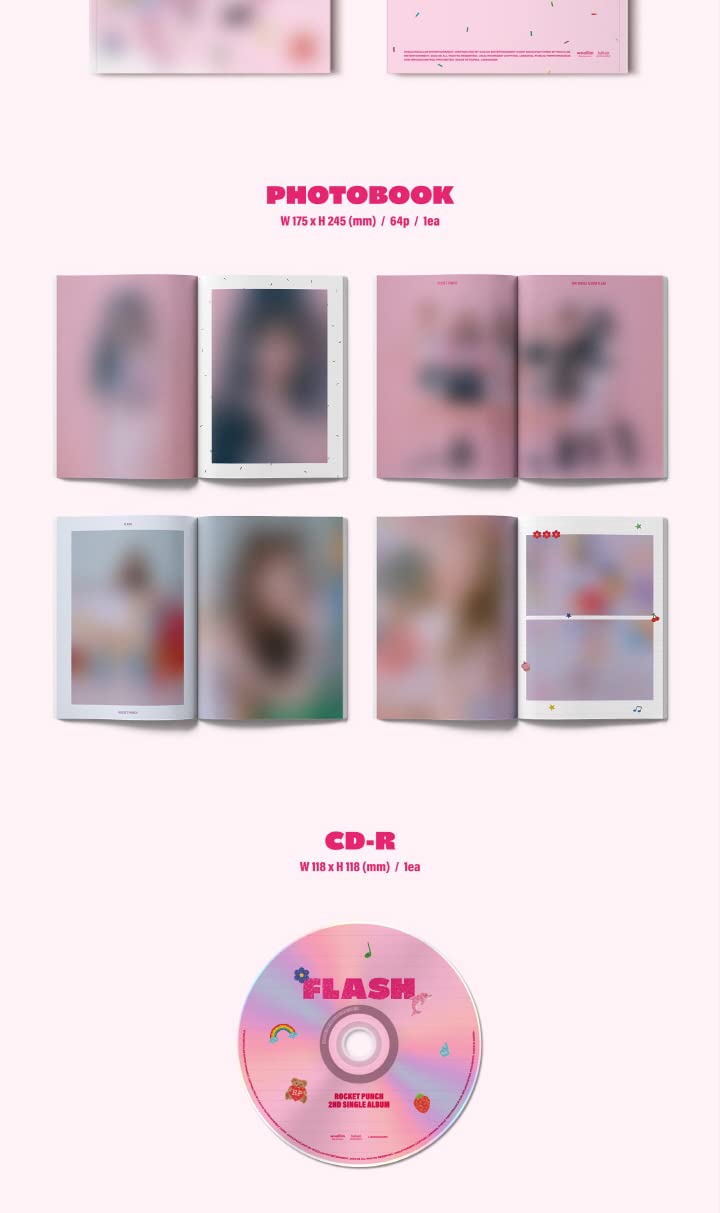 DREAMUS ROCKET PUNCH FLASH 2nd Single Album CD+Poster+Photobook+Photocard+Sticker+Message card+Tracking, Pink