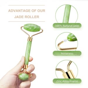 Natural Jade Roller And Gua Sha Set For Face and Eye Ice Roller Facial Cooling Massage Roller