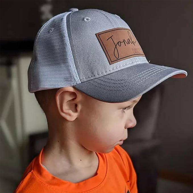 Custom Toddler Cap, Personalized Adjustable Kid Baseball Cap Boy's Toddler Trucker Hat Baby Snapback Hat (Style B)