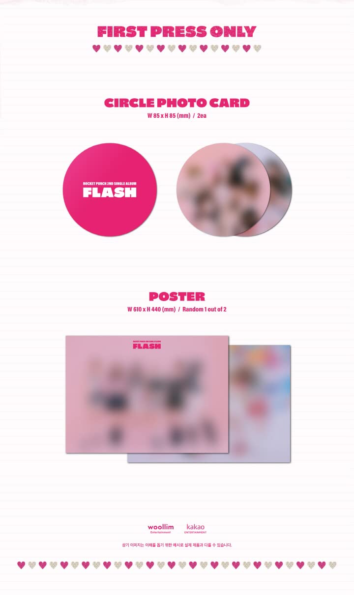 DREAMUS ROCKET PUNCH FLASH 2nd Single Album CD+Poster+Photobook+Photocard+Sticker+Message card+Tracking, Pink