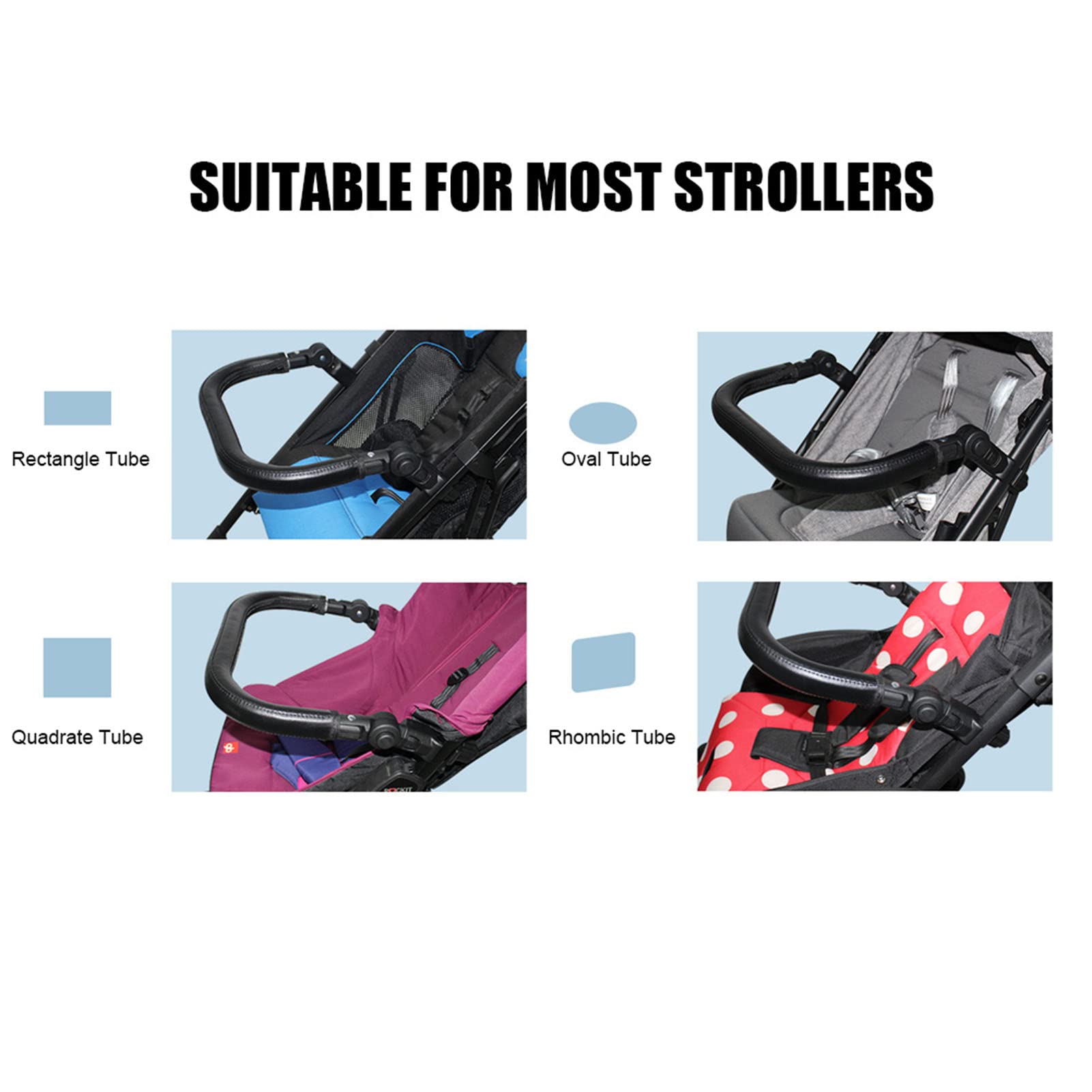 Stroller Accessories, Angle Baby Stroller Bumper Bars for Rhombic Tube for Quadrate Tube for Rectangle Tube(Universal (Leather) armrest)