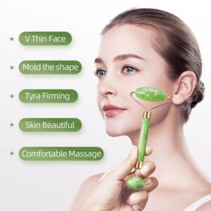 Natural Jade Roller And Gua Sha Set For Face and Eye Ice Roller Facial Cooling Massage Roller