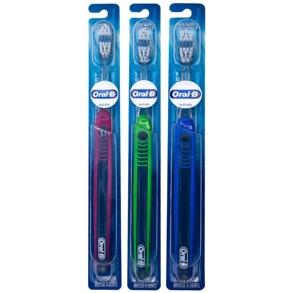 Oral-B Indicator Flat Trim Toothbrush, 30 Soft (Colors Vary) - Pack of 3