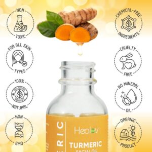 Turmeric Serum for Face & Body - All Natural Turmeric Skin Brightening Serum for Dark Spots - Turmeric Facial Repair Serum Cleanses Skin, Fights Acne, Evens Tone, Minimizes Pores - Pure Turmeric Oil