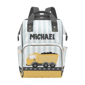 Personalized Diaper Bag Backpack Tote,Construction Machinery Dots,Custom Diaper Bags for Shower Gift