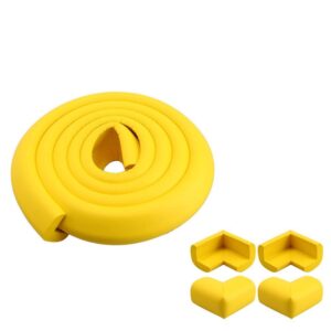 safety corner protectors, edge covers corner guards for kids and baby proofing, table protector,corner cushion and edge safety bumpers baby yellow 10 m l (2 pieces of 5 meters + 10 corners)