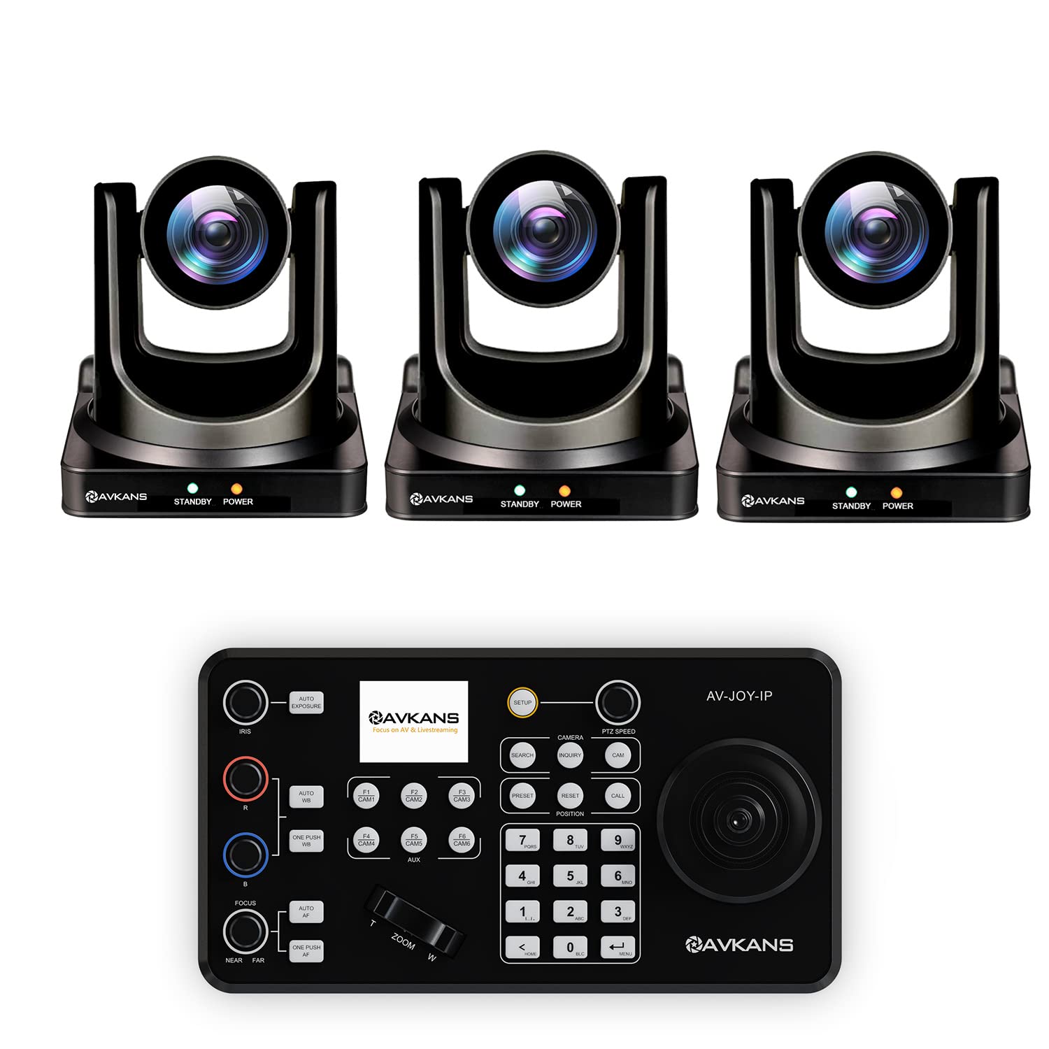 AVKANS 30X SDI HDMI PTZ Camera Kits - 3 Camera and 1 Controller