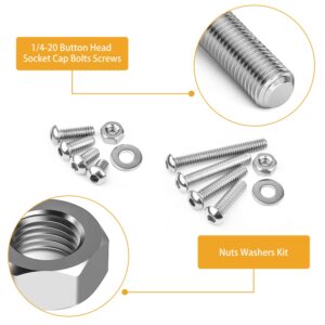 1/4-20 Hex Head Cap Screws, VIGRUE 304 Stainless Steel UNC Hexagon Bolts Flat Washers Nuts Assortment