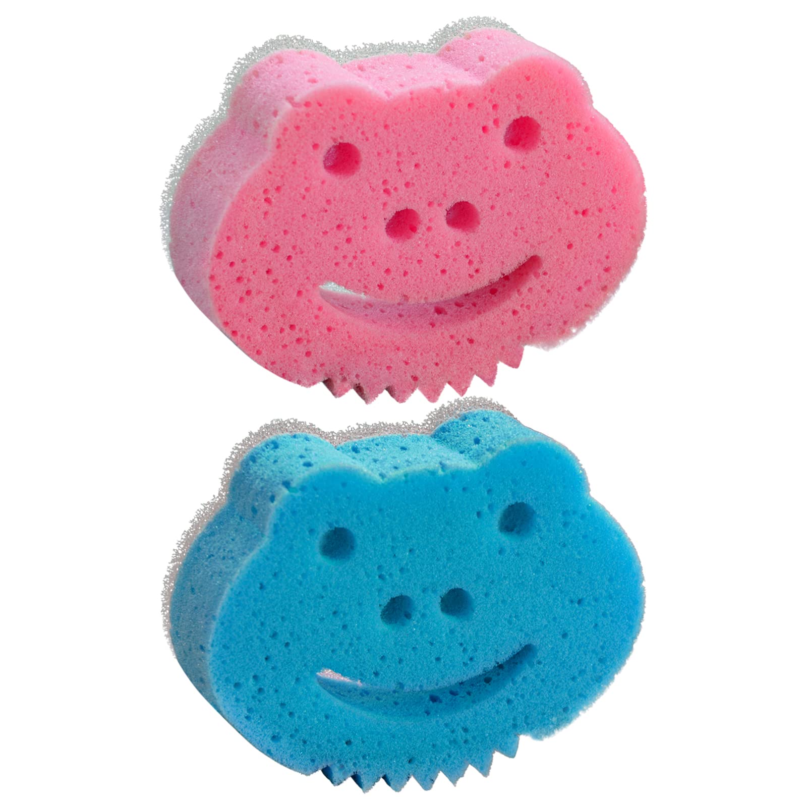 SmilePowo Double-Sided Bath Sponges, Personalized Frog Design, Soft&Gentle Cleaning Exfoliation, Loofah Body Scrubber Shower Body Sponges for Men,Women,Kids, 2 Packs Colorful as Gift for Family