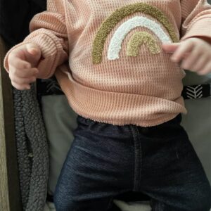 Kulcerry Infant Baby Boy Girl Rainbow Sweatshirt Crewneck Pullover Sweater Long Sleeve Shirt Fall Winter Clothes (Pink, 9-12 months)