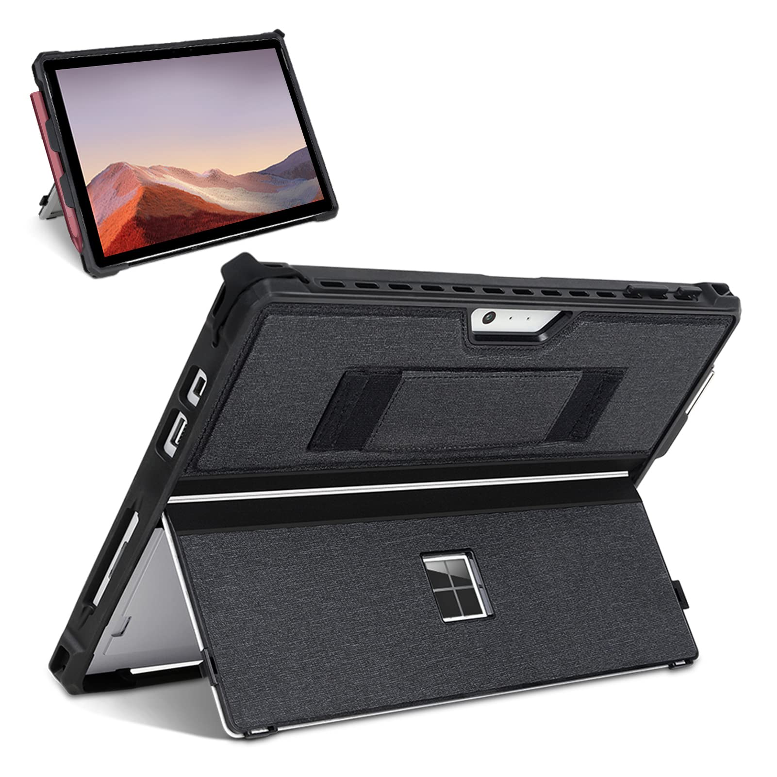 Case for 12.3" Microsoft Surface Pro 7+/Pro 7/Pro 6/Pro 5/Pro 4/Pro LTE Protective Rugged Cover Case, with Stylus Pen Holder and Hand Strap, Compatible with Type Cover Keyboard