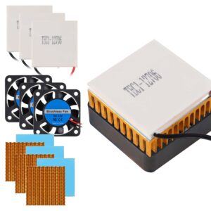 alamscn 3 sets tec1-12706 semiconductor refrigeration 12v 6a heatsink thermoelectric cooler cooling peltier plate + aluminum heatsink + 12v cooling fan