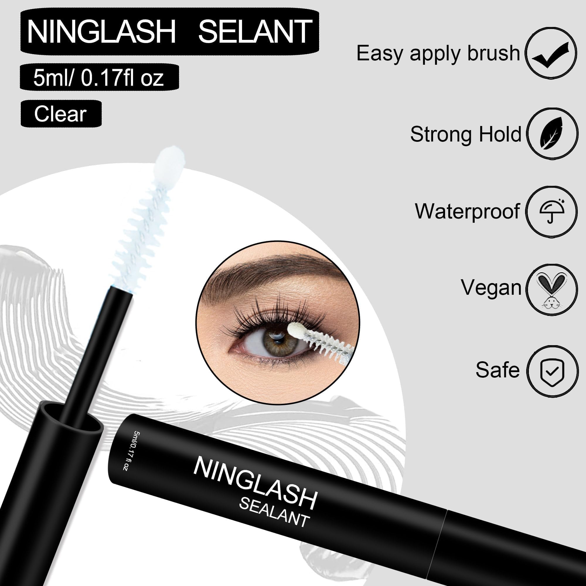 Lash Cluster Glue Waterproof Lash Bond and Seal and Lash Remover NINGLASH Super Strong Hold 5 Days Long Lasting Cluster Lash Glue for DIY Eyelash Extensions Fast Drying Lash Glue For Eyelash Clusters