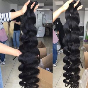 Mrladgo 26 28 30 Inch Human Hair Bundles Body Wave 3 Bundles 100% Unprocessed Brazilian Hair Weave Bundles Body Wave Human Hair Bundles Natural Black Color 300G