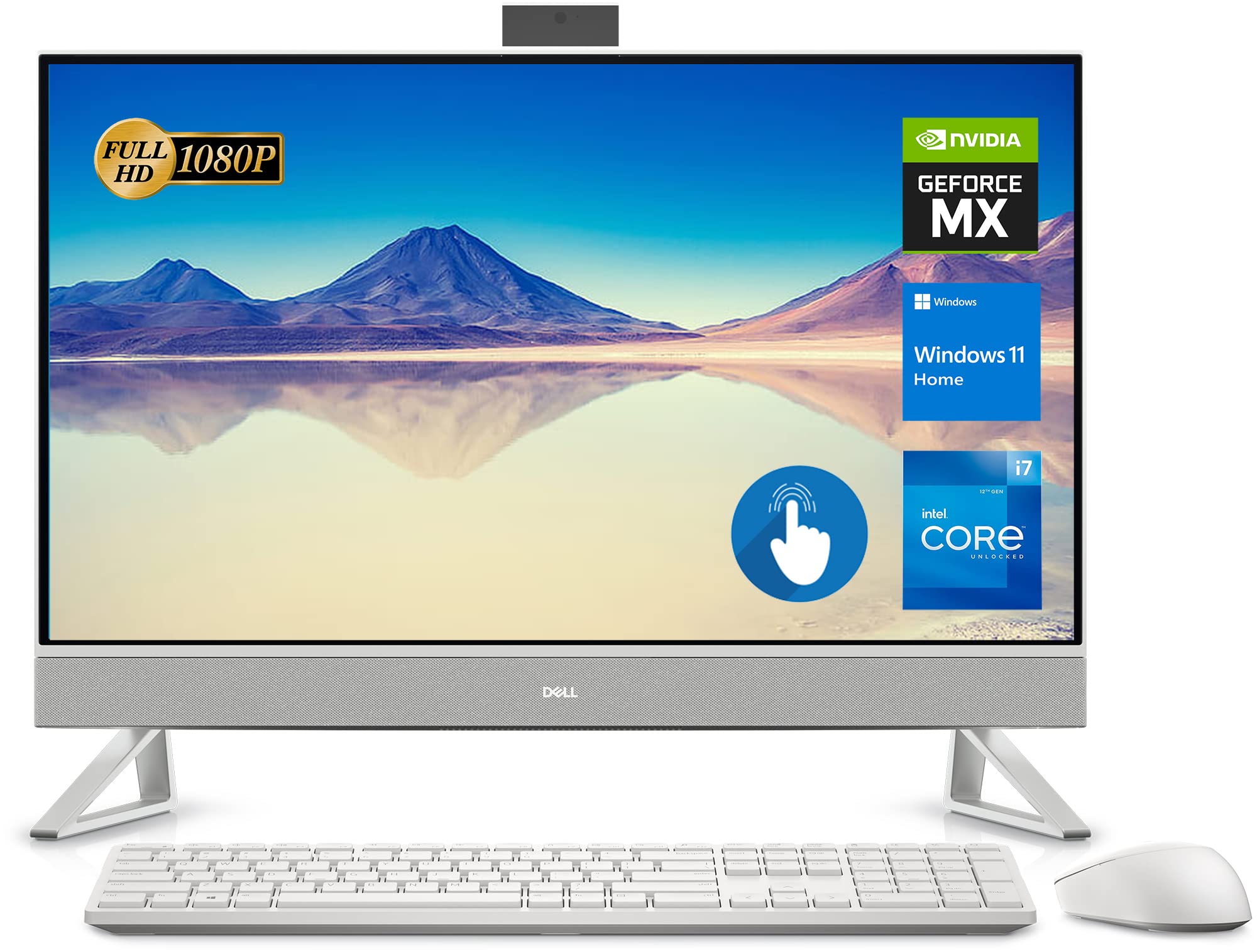 DELL Inspiron 7000 All-in-One Desktop, 27" FHD Touchscreen, 12th Gen Intel Core i7-1255U, GeForce MX550, 64GB RAM, 2TB SSD, Webcam, HDMI, RJ-45, Wireless Keyboard&Mouse, WiFi 6, Windows 11 Home, White