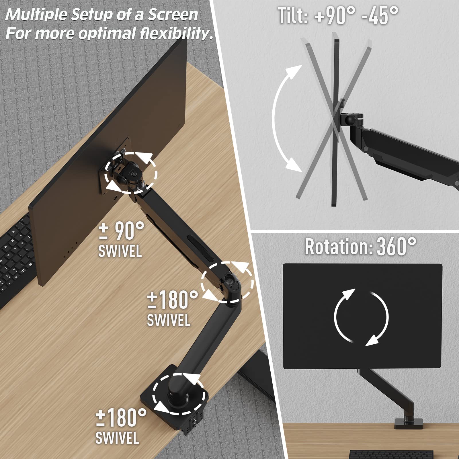 MOUNTUP Normal Dual Monitor Stand & Ultrawide Single Monitor Mount Bundle