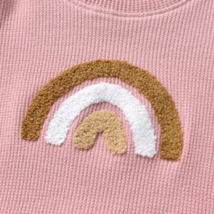 Kulcerry Infant Baby Boy Girl Rainbow Sweatshirt Crewneck Pullover Sweater Long Sleeve Shirt Fall Winter Clothes (Pink, 9-12 months)