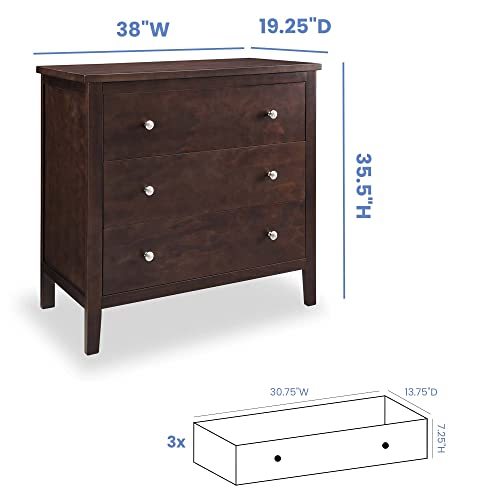 Delta Children Campbell 3 Drawer Dresser, Walnut Espresso