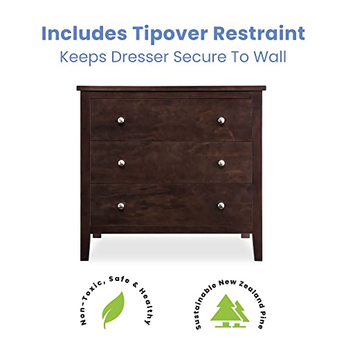 Delta Children Campbell 3 Drawer Dresser, Walnut Espresso