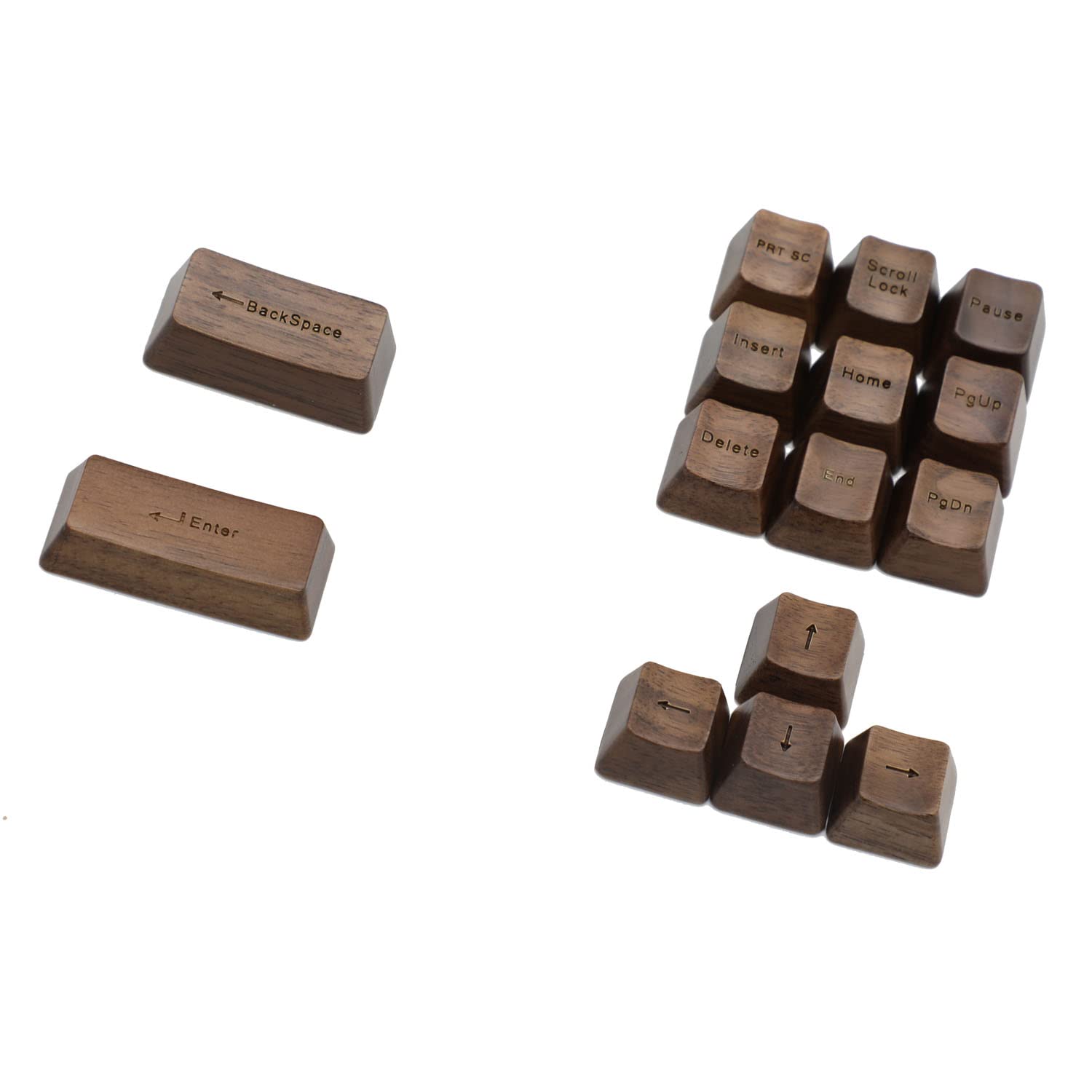 INLAND Microcenter Handmade Walnut Wood Keycap OEM Profile for Cherry MX Mechanical Keyboard Gaming DIY Replace 15 Keys