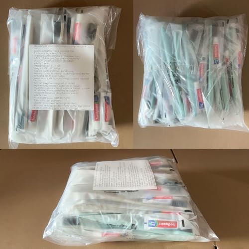 Xuezoioy Disposable Toothbrushes with Toothpaste,100 Pack Individually Wrapped Disposable Travel Toothbrushes Kit in Bulk for Homeless,Nursing Home,Hotel,Charity (Apricot+Green)