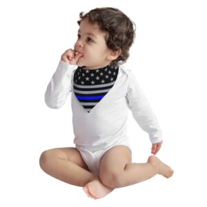 Augenstern Cotton Baby Bibs Thin Blue Line Flag American Baby Bandana Drool Bibs Teething Food Bib