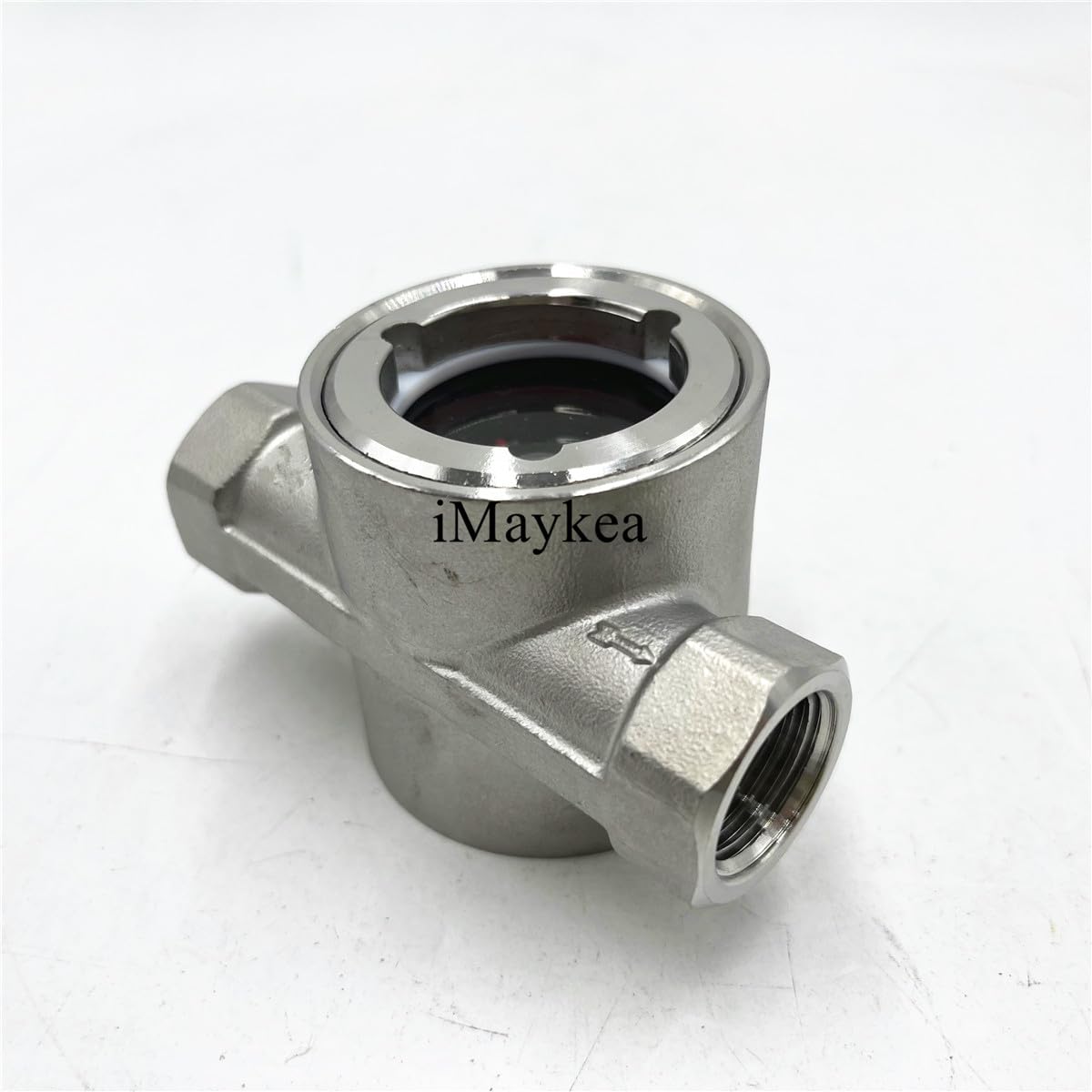 iMaykea 1/4", 3/8", 1/2", 1", 1.5", 2" NPT Thread Stainless Steel 304 Sight Glass Water Flow Indicator With Plastic Impeller (1/2" DN15)