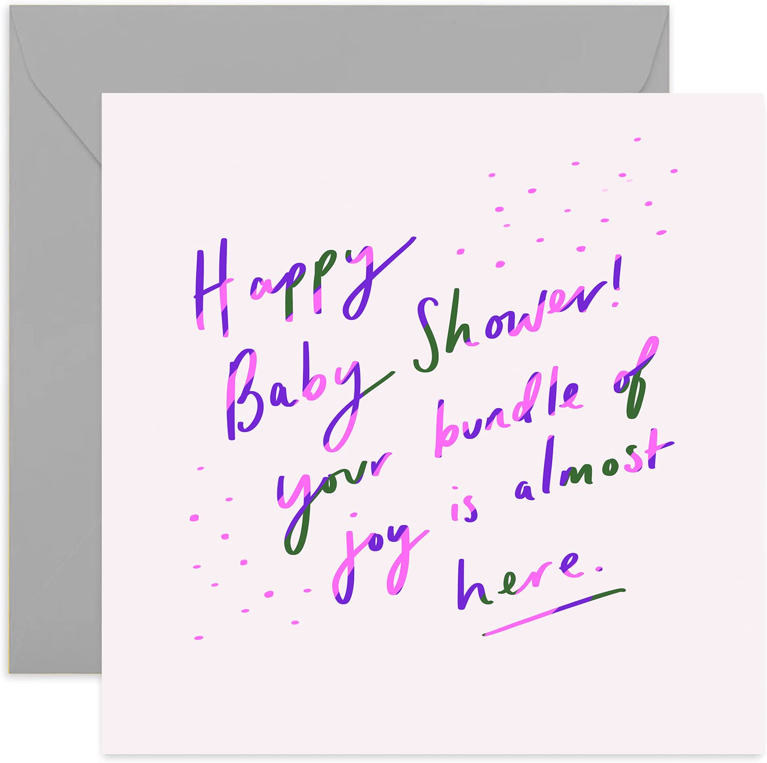 Old English Co. Neon Pink Happy Baby Shower Card - Expecting Parents Greeting Card | Baby Due, Pregnancy, Bundle of Joy | Blank Inside & Envelope Included