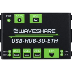 Waveshare Industrial Grade Multifunctional USB HUB Extending 3X USB Ports + 100M Ethernet Port Suitable for Industrial/Office Environments Requiring Higher Level Device and Network Connection