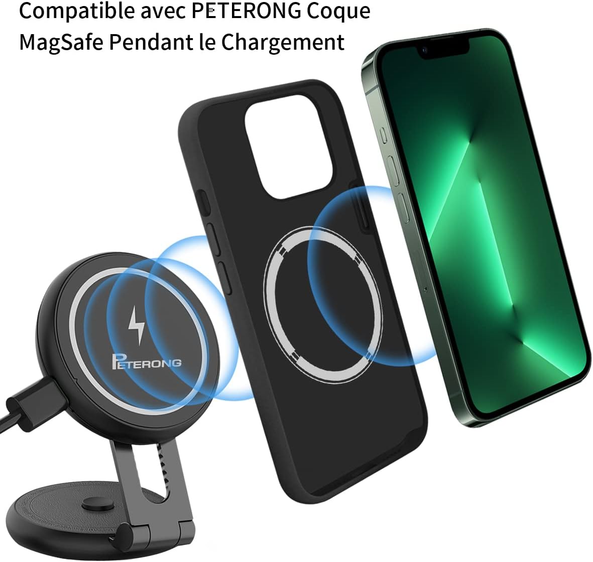 Magnetic Wireless Car Charger Mount Compatible with MagSafe Designed for Tesla Model, 15W Fast Charging Magnetic Car Phone Mount Foldable Invisible Dashboard for iPhone 16/15/14/13/12(Black)