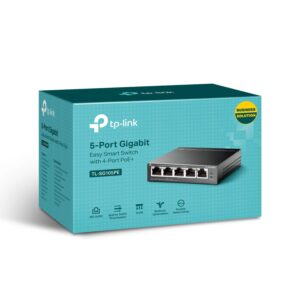 TP-Link 5 Port Gigabit PoE Switch | 4 PoE+ @65W Easy Smart Plug & Play Limited Lifetime Protection Shielded Ports Support QoS, Vlan, IGMP and Link Aggregation (TL-SG105PE) (Renewed), w/