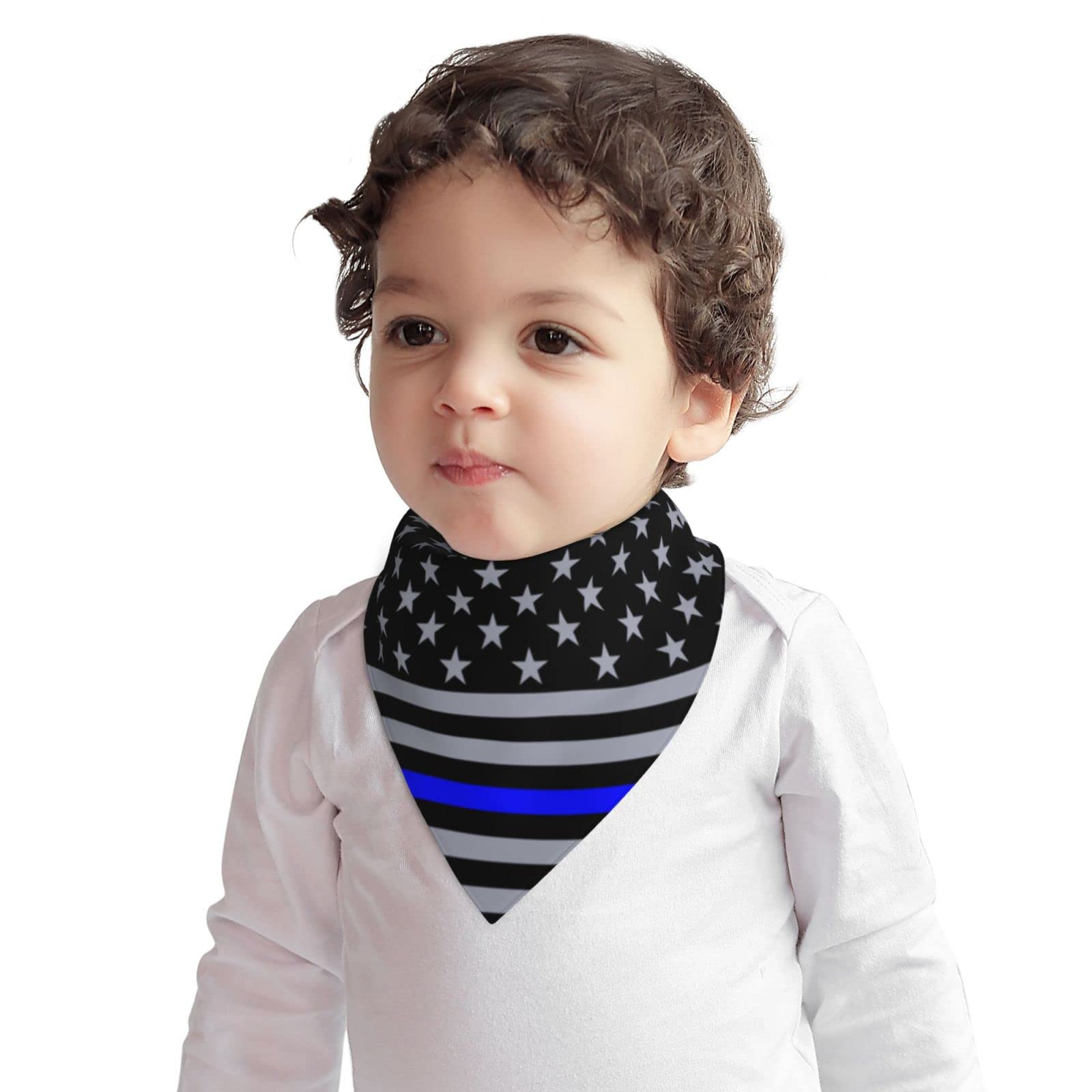 Augenstern Cotton Baby Bibs Thin Blue Line Flag American Baby Bandana Drool Bibs Teething Food Bib