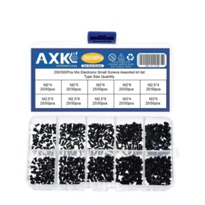 AXK GB819 M2 M2.5 M3 KM Screw Flat Head Phillips Screws Laptop Notebook Screws Set Kit for Computer Small Screw 250Pcs/500Pcs (250)