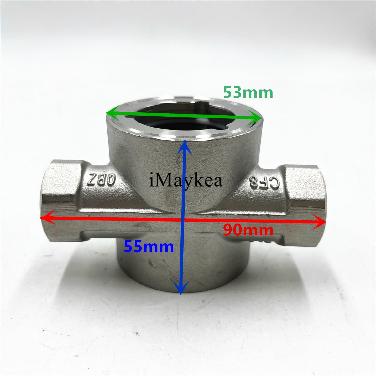 iMaykea 1/4", 3/8", 1/2", 1", 1.5", 2" NPT Thread Stainless Steel 304 Sight Glass Water Flow Indicator With Plastic Impeller (1/2" DN15)