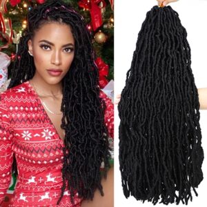 Faux Locs Crochet Hair 24 inch Soft Locs for Butterfly Locs Crochet Hair for Black Women New Faux Locs Pre Looped Curly Wavy Braiding Hair Extension (6 Packs,1B)