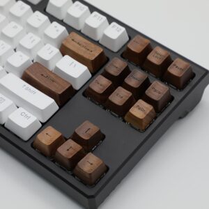 INLAND Microcenter Handmade Walnut Wood Keycap OEM Profile for Cherry MX Mechanical Keyboard Gaming DIY Replace 15 Keys